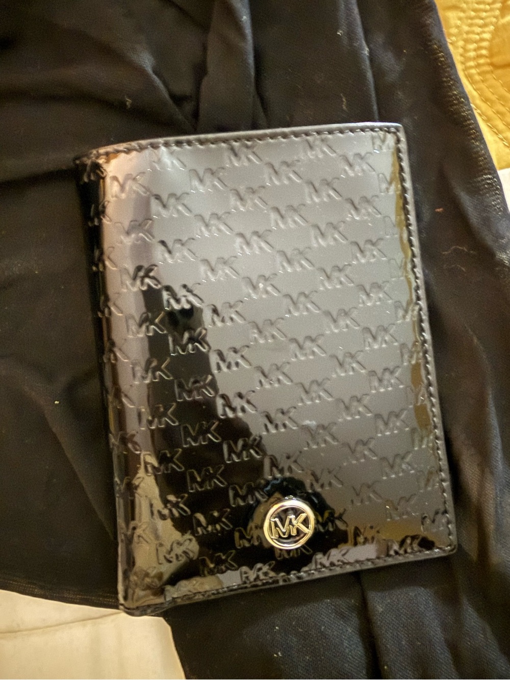 Michael Kors Black Patent Embossed MK Wallet